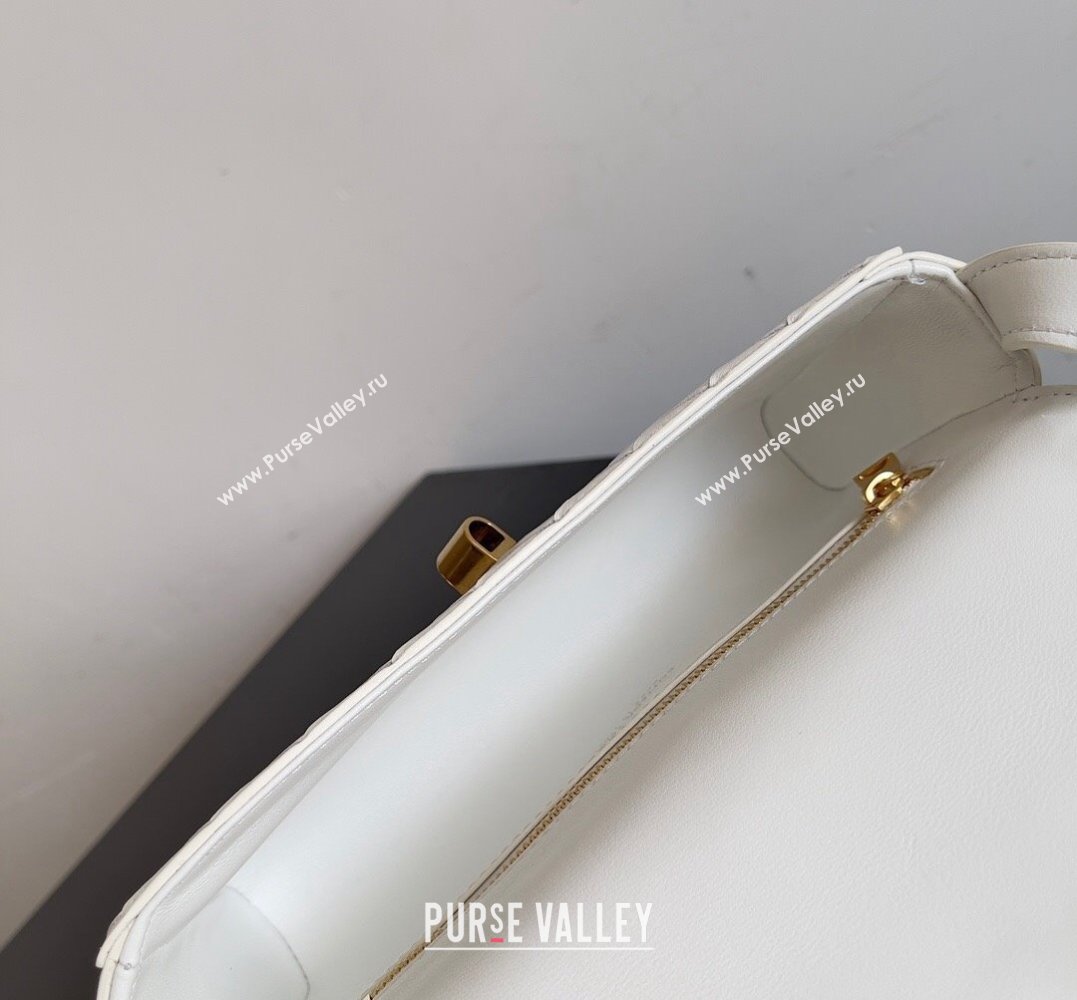 Bottega Veneta Mini Andiamo Cross-Body Intrecciato leather bag White with metallic knot closure 2024 (misu-23122033)