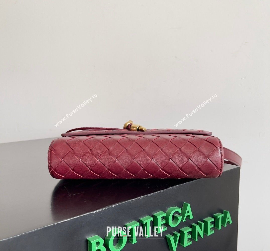 Bottega Veneta Mini Andiamo Cross-Body Intrecciato leather bag BAROLO with metallic knot closure 2024 (misu-23122034)