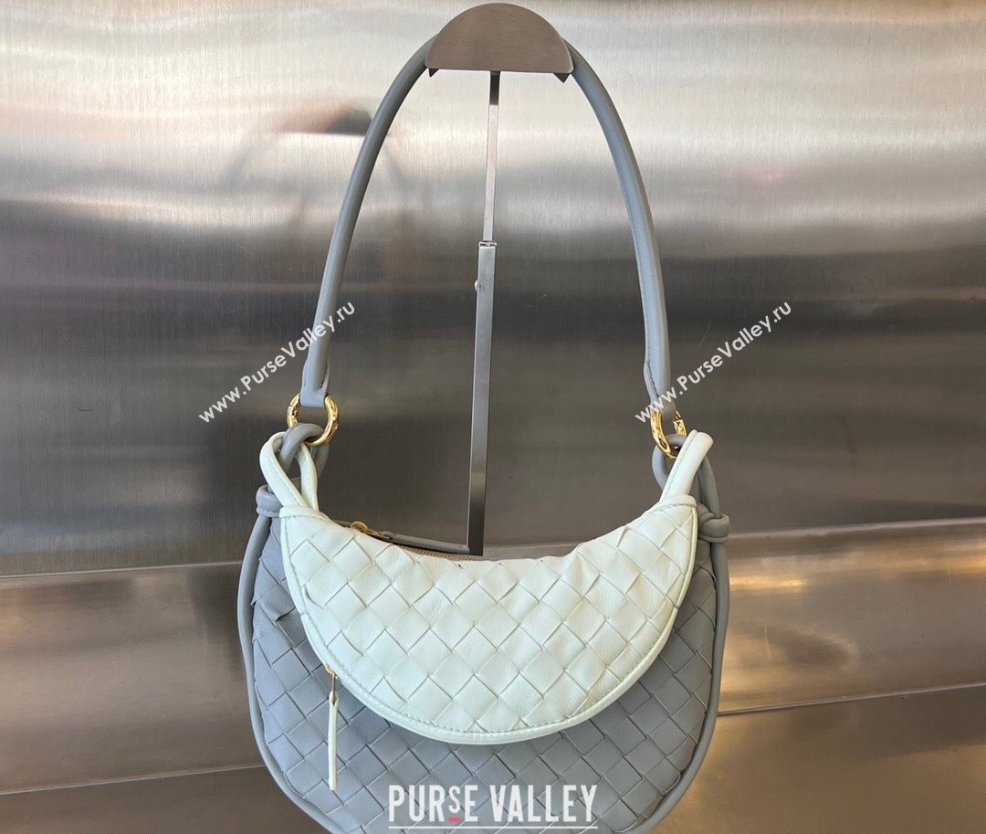 Bottega Veneta Small Gemelli Intrecciato leather shoulder bag 776764 AGATE GREY / GLACIER 2024 (wante-23122007)