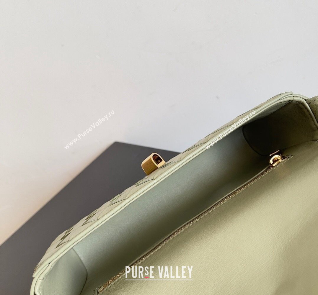 Bottega Veneta Mini Andiamo Cross-Body Intrecciato leather bag TRAVERTINE with metallic knot closure 2024 (misu-23122036)