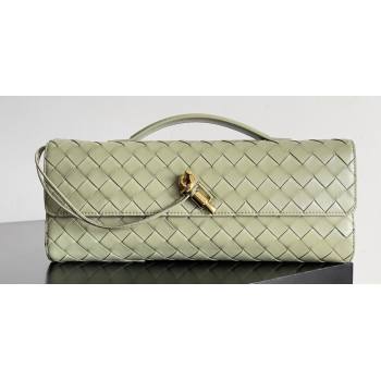 Bottega Veneta Long Clutch Andiamo With Handle Intrecciato leather bag TRAVERTINE with metallic knot closure 2024 (misu-23122029