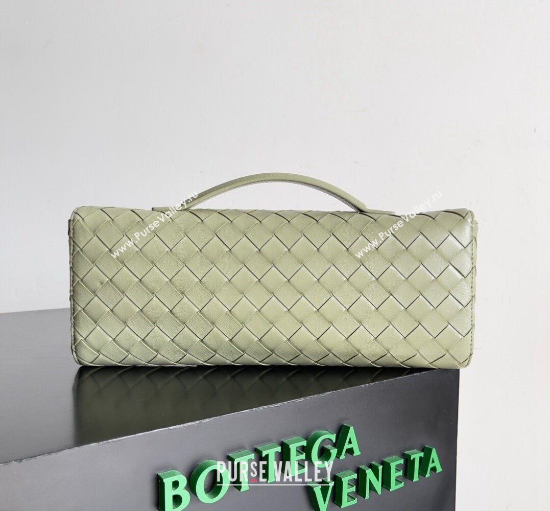 Bottega Veneta Long Clutch Andiamo With Handle Intrecciato leather bag TRAVERTINE with metallic knot closure 2024 (misu-23122029