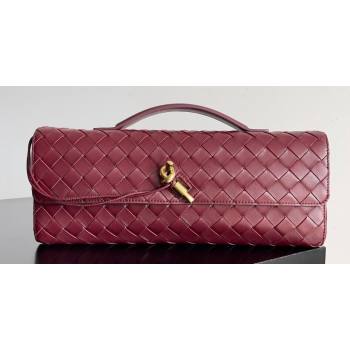 Bottega Veneta Long Clutch Andiamo With Handle Intrecciato leather bag BAROLO with metallic knot closure 2024 (misu-23122030)