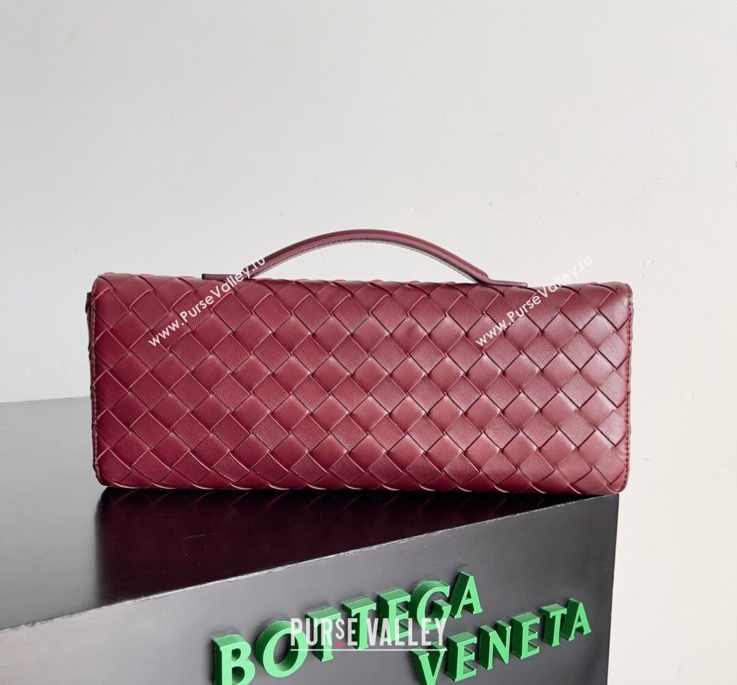 Bottega Veneta Long Clutch Andiamo With Handle Intrecciato leather bag BAROLO with metallic knot closure 2024 (misu-23122030)