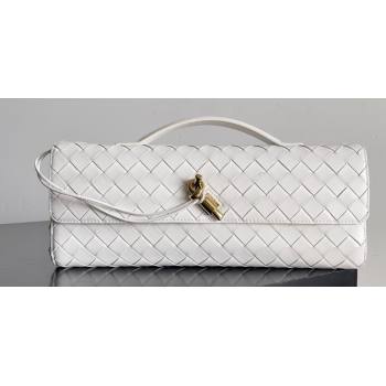 Bottega Veneta Long Clutch Andiamo With Handle Intrecciato leather bag White with metallic knot closure 2024 (misu-23122031)
