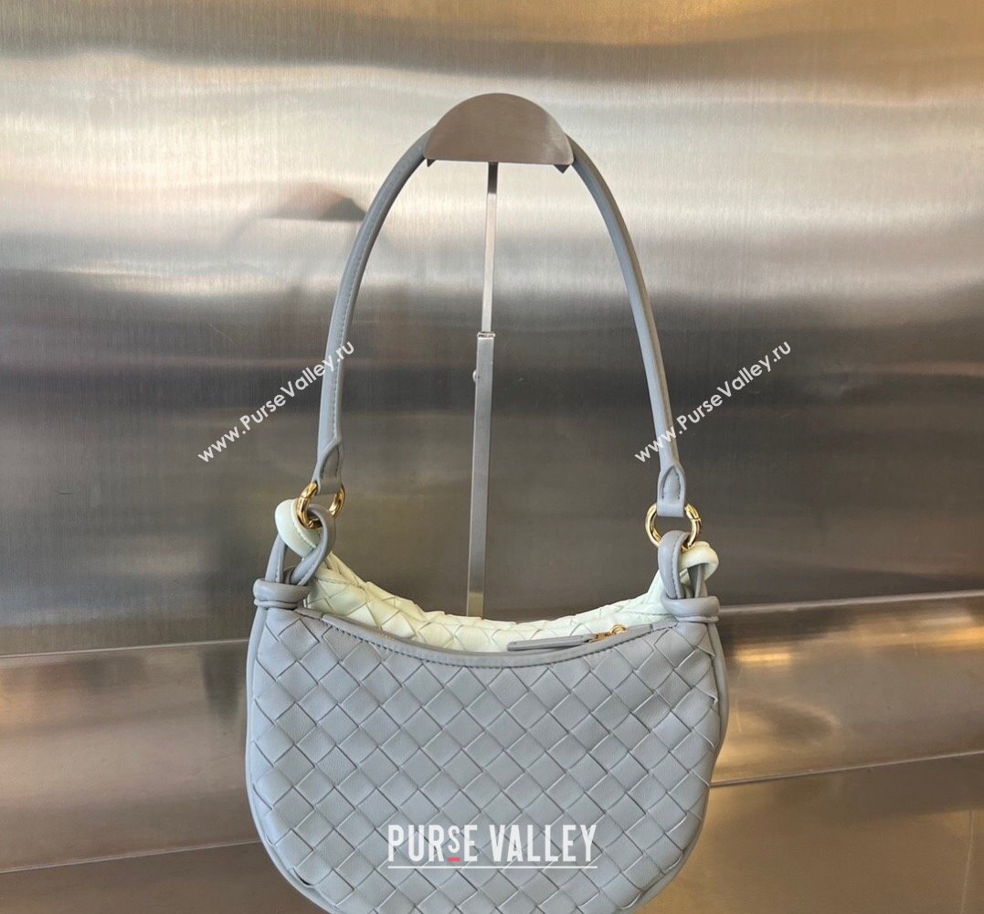 Bottega Veneta Small Gemelli Intrecciato leather shoulder bag 776764 AGATE GREY / GLACIER 2024 (wante-23122007)