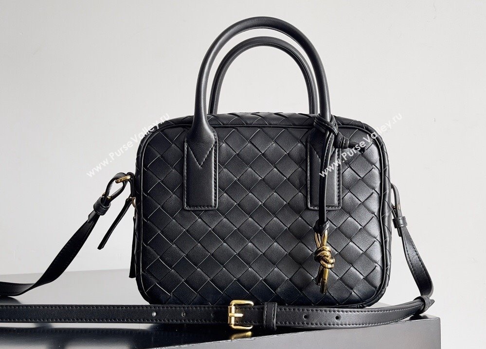Bottega Veneta Small Getaway Intrecciato leather top handle bag with adjustable and detachable strap Black 2024 (misu-23122024)
