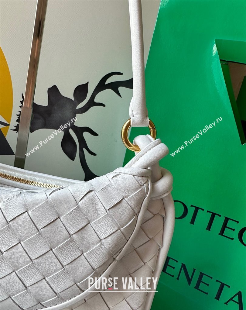 Bottega Veneta Medium Gemelli Intrecciato leather shoulder bag 764281 White 2024 (wante-23122003)
