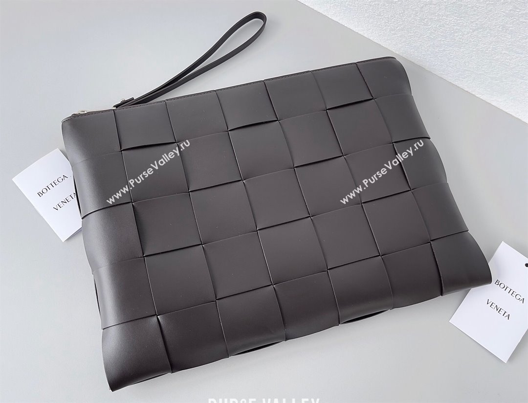 Bottega Veneta Large Cassette Pouch Intreccio leather wristlet Bag LIGHT BROWN 2024 (misu-23122014)