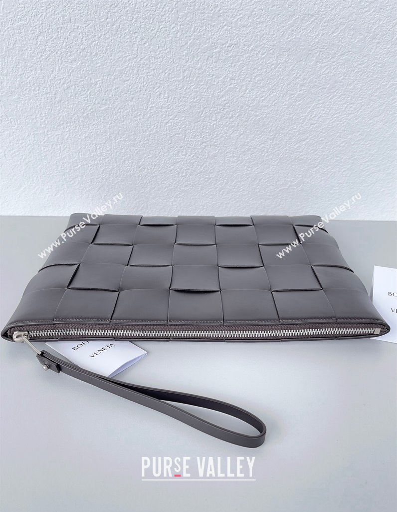 Bottega Veneta Large Cassette Pouch Intreccio leather wristlet Bag LIGHT BROWN 2024 (misu-23122014)