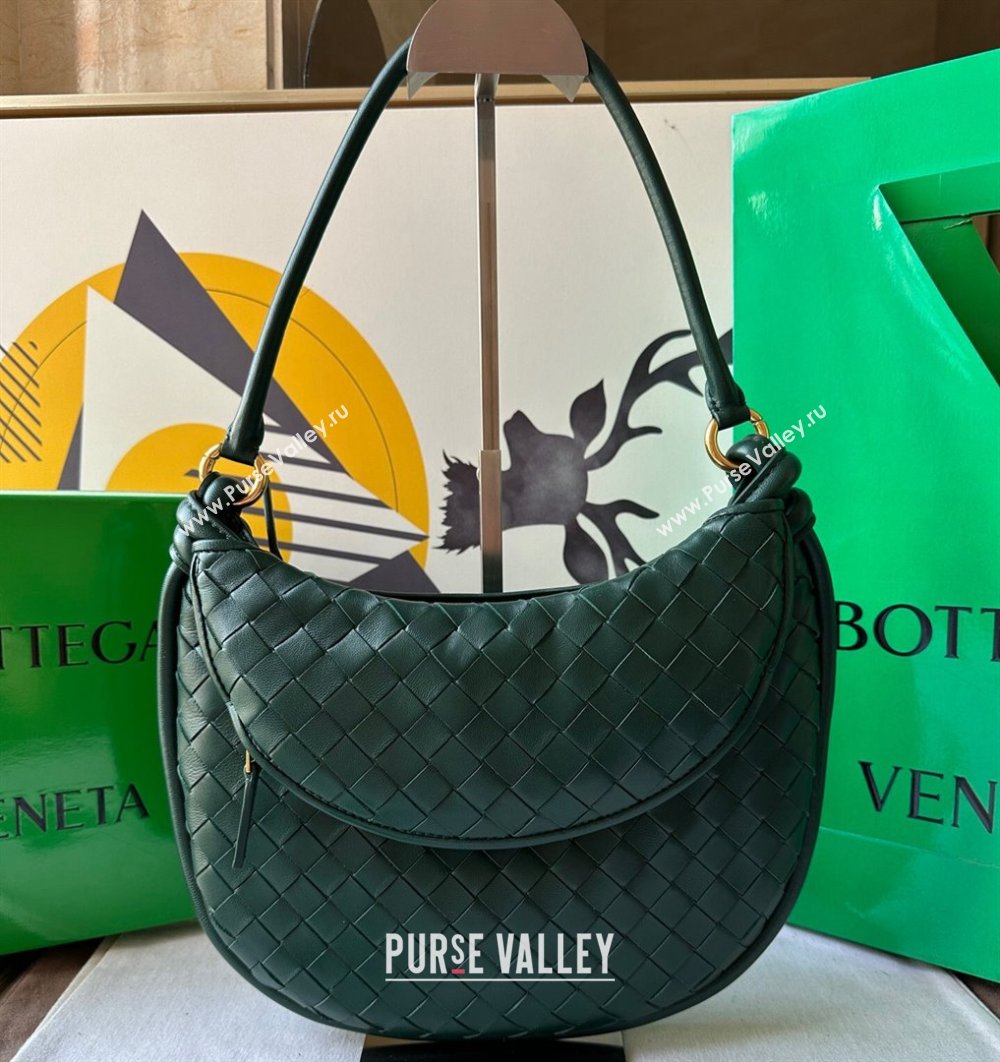 Bottega Veneta Medium Gemelli Intrecciato leather shoulder bag 764281 EMERALD GREEN 2024 (wante-23122004)