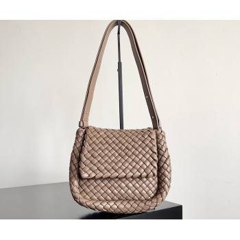 Bottega Veneta Mini Cobble Shoulder Bag in padded Intreccio leather TAUPE GREY 2024 (misu-23122004)