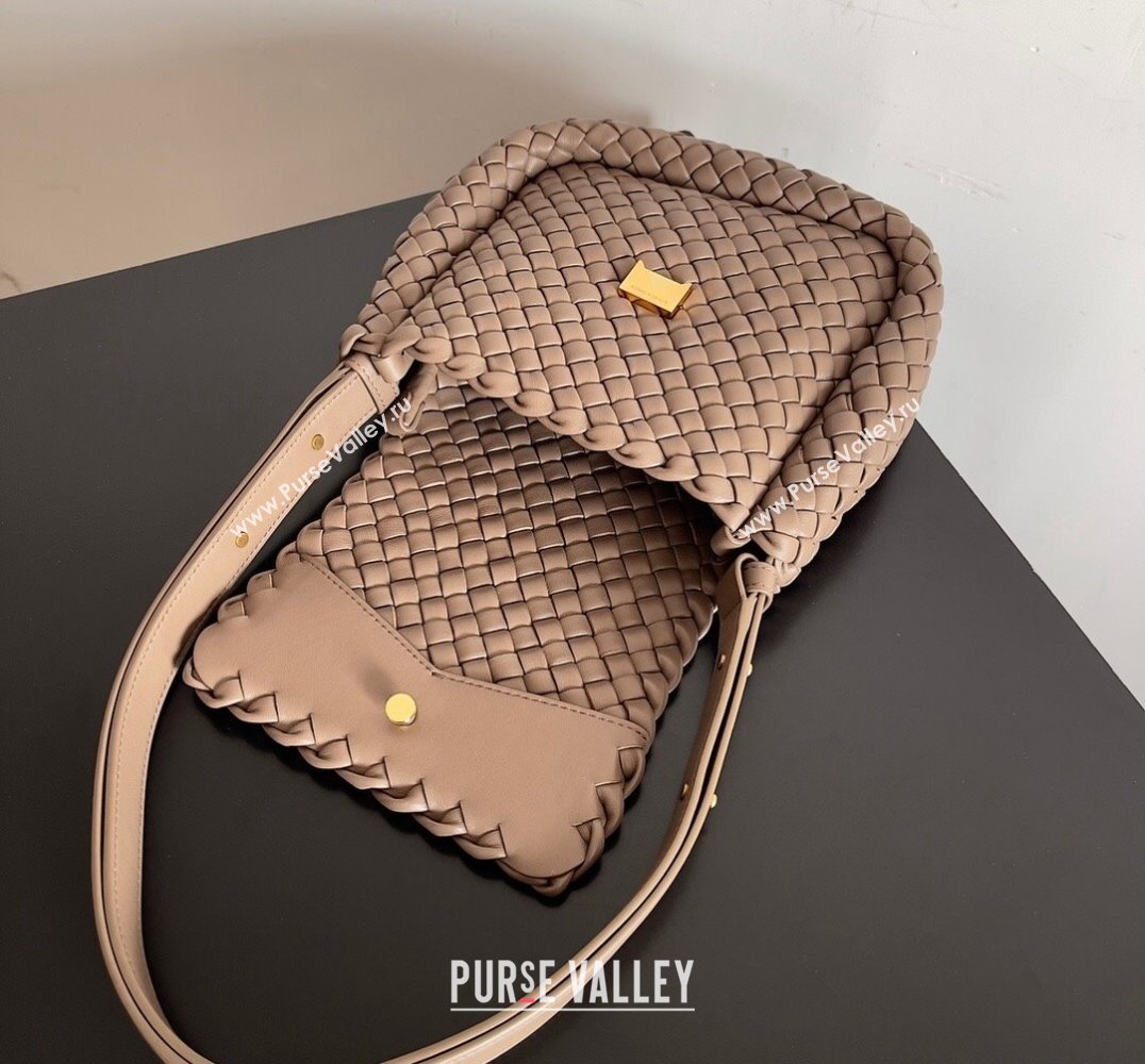 Bottega Veneta Mini Cobble Shoulder Bag in padded Intreccio leather TAUPE GREY 2024 (misu-23122004)