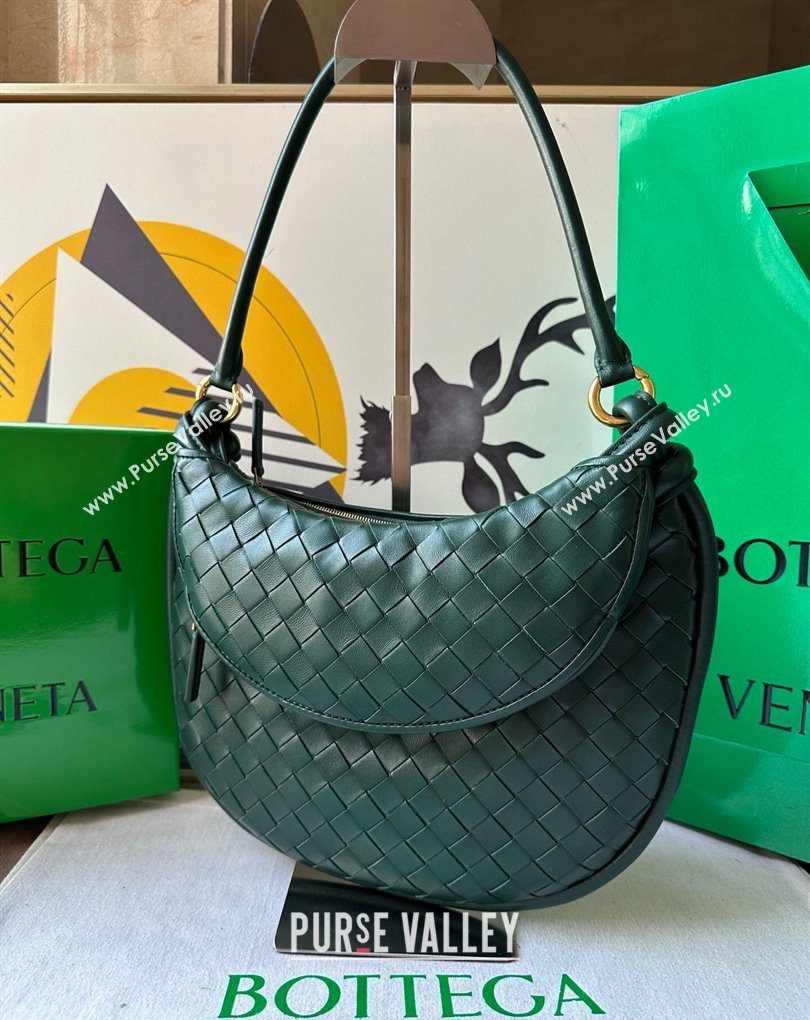 Bottega Veneta Medium Gemelli Intrecciato leather shoulder bag 764281 EMERALD GREEN 2024 (wante-23122004)