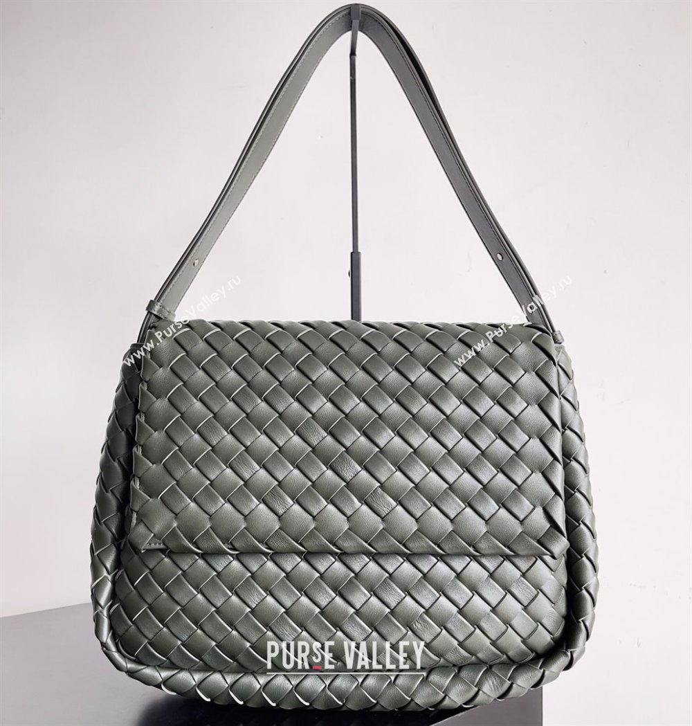 Bottega Veneta Large Cobble Shoulder Bag in padded Intreccio leather CAMPING 2024 (misu-23122002)