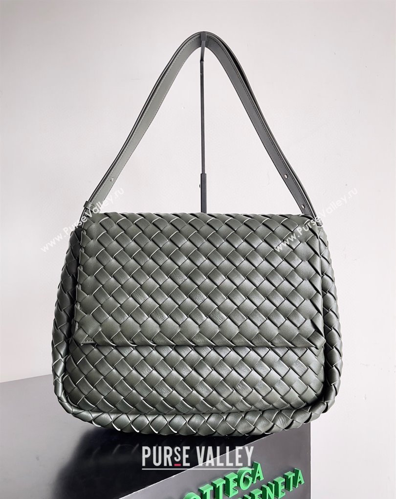 Bottega Veneta Large Cobble Shoulder Bag in padded Intreccio leather CAMPING 2024 (misu-23122002)