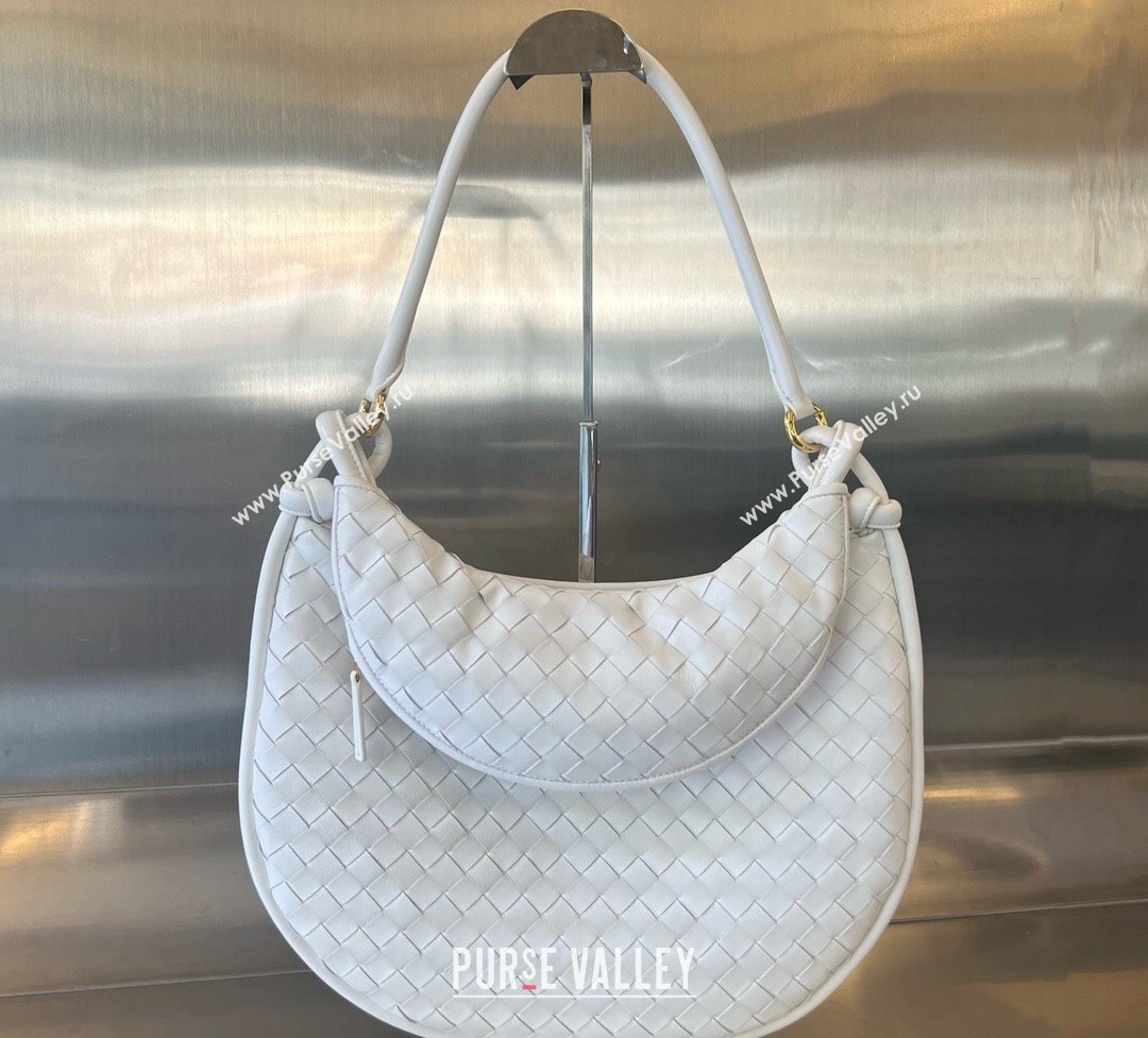 Bottega Veneta Large Gemelli Intrecciato leather shoulder bag 764053 White 2023 (wante-23122002)