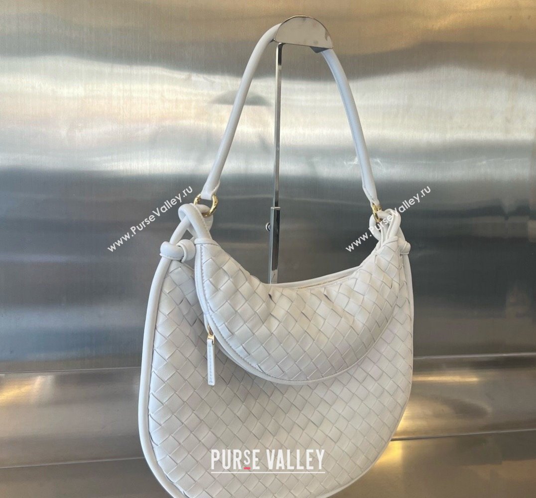 Bottega Veneta Large Gemelli Intrecciato leather shoulder bag 764053 White 2023 (wante-23122002)