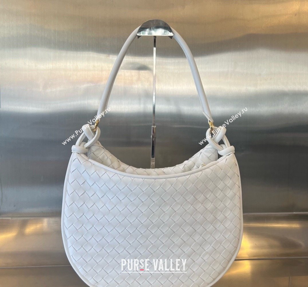 Bottega Veneta Large Gemelli Intrecciato leather shoulder bag 764053 White 2023 (wante-23122002)