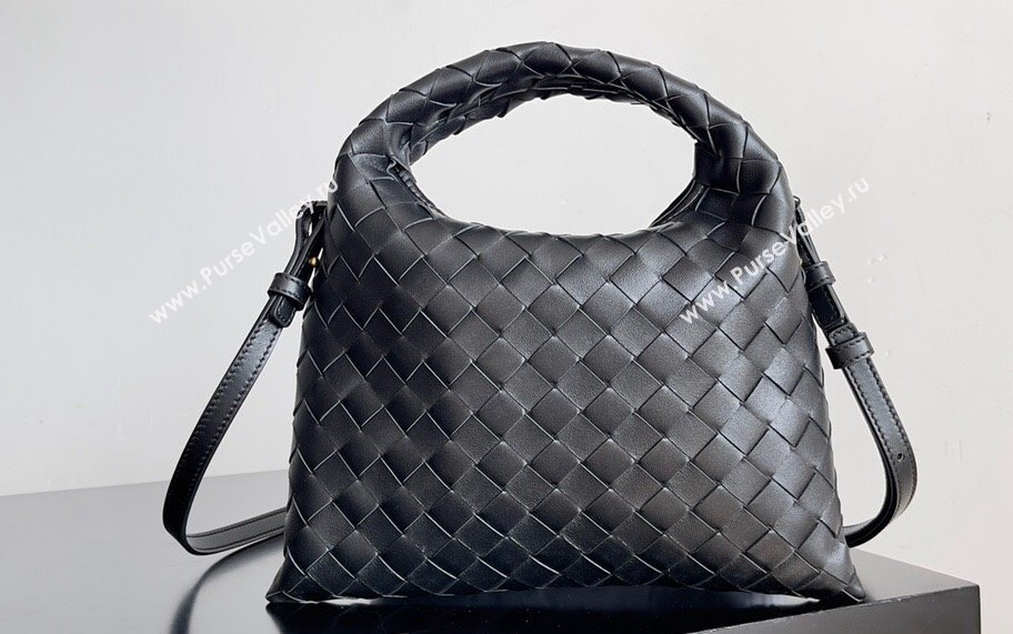 Bottega Veneta Mini Hop Intrecciato leather cross-body Bag with detachable strap Black 2024 (misu-23122005)