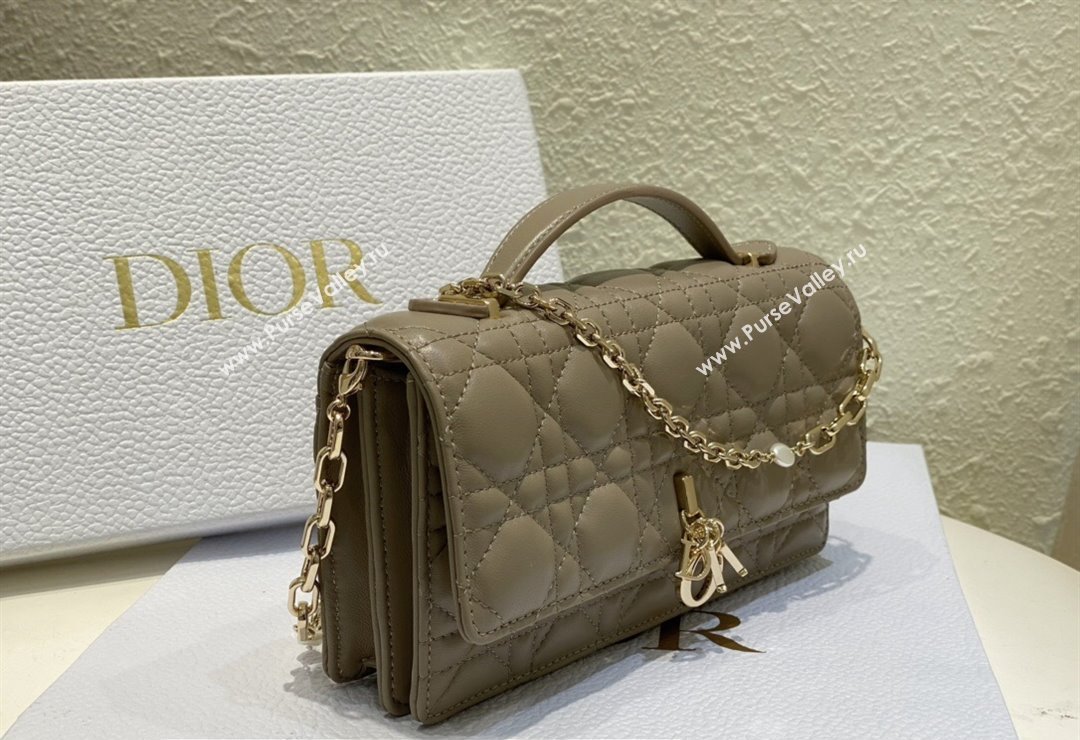 Miss Dior Mini Bag in Cannage Lambskin Camel with Removable jewel chain 2024 (XXG-23122001)
