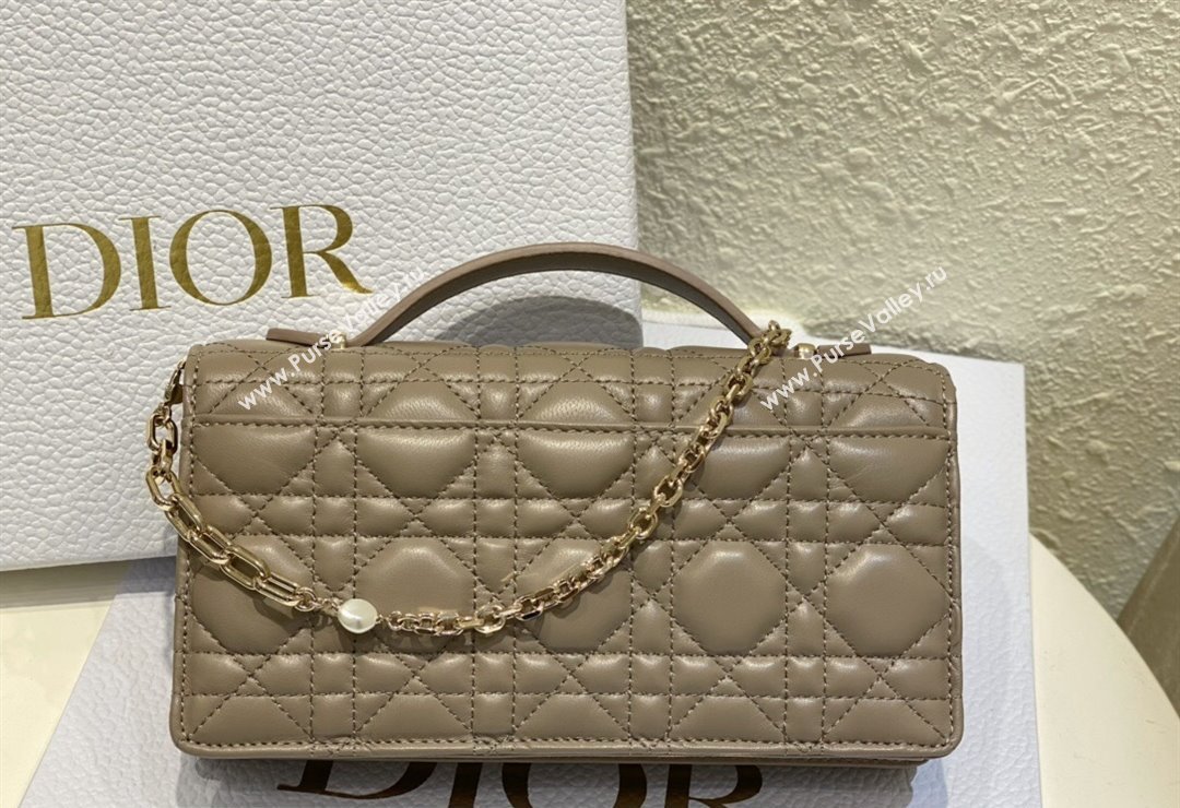 Miss Dior Mini Bag in Cannage Lambskin Camel with Removable jewel chain 2024 (XXG-23122001)