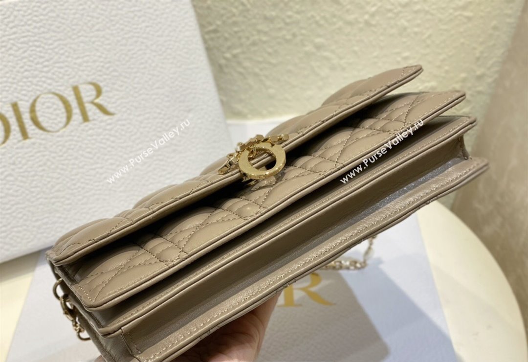 Miss Dior Mini Bag in Cannage Lambskin Camel with Removable jewel chain 2024 (XXG-23122001)