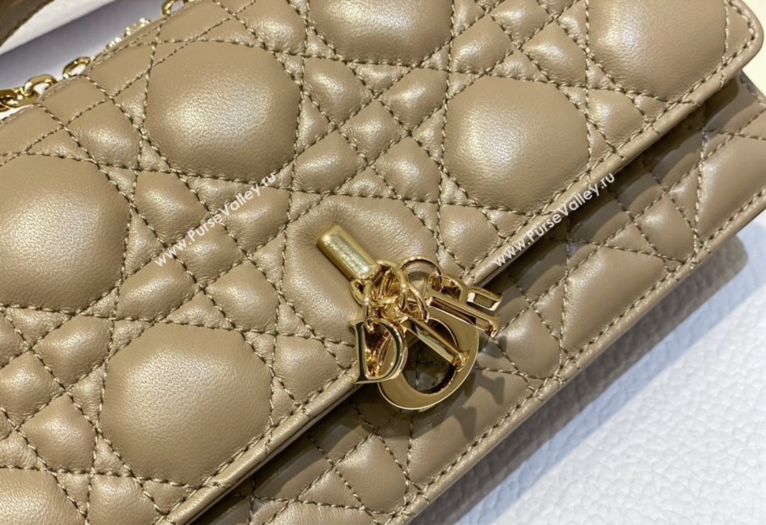 Miss Dior Mini Bag in Cannage Lambskin Camel with Removable jewel chain 2024 (XXG-23122001)