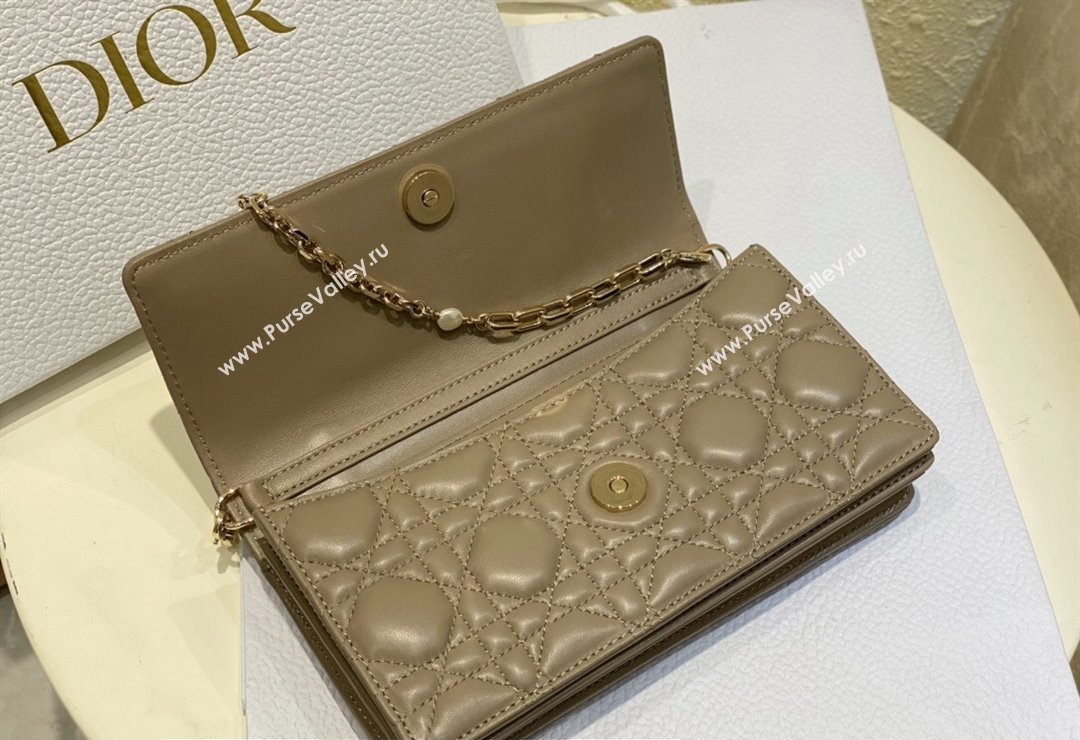 Miss Dior Mini Bag in Cannage Lambskin Camel with Removable jewel chain 2024 (XXG-23122001)