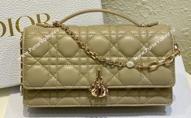 Miss Dior Mini Bag in Cannage Lambskin Apricot with Removable jewel chain 2024 (XXG-23122002)