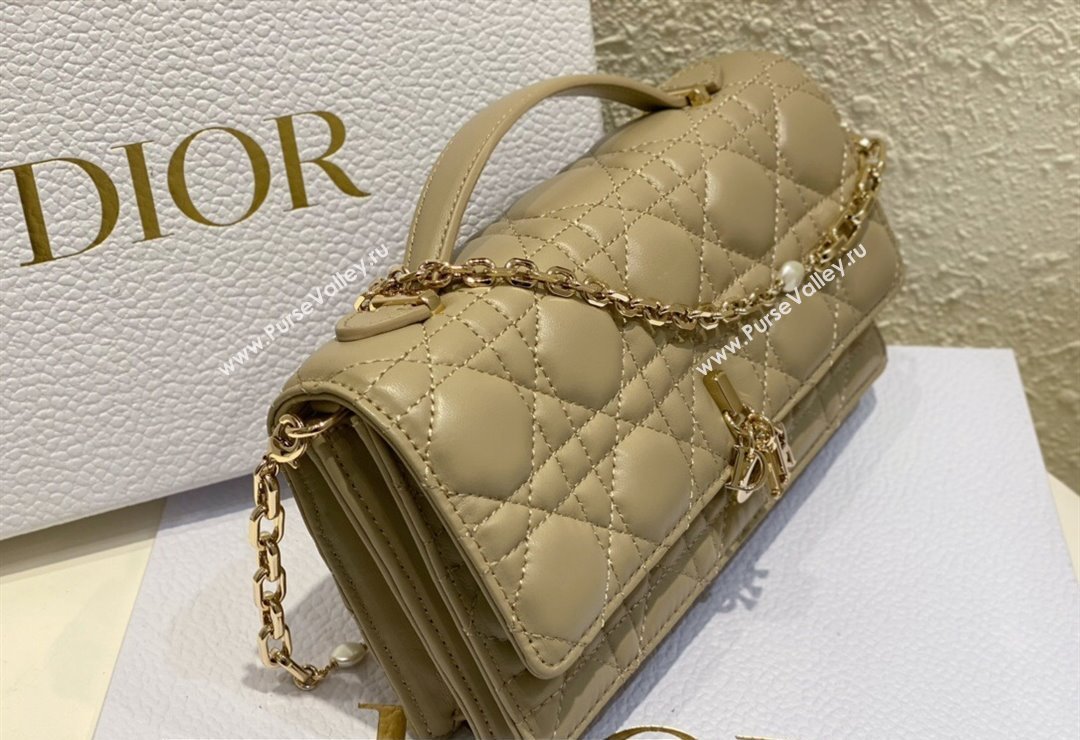 Miss Dior Mini Bag in Cannage Lambskin Apricot with Removable jewel chain 2024 (XXG-23122002)