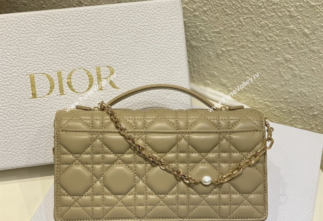 Miss Dior Mini Bag in Cannage Lambskin Apricot with Removable jewel chain 2024 (XXG-23122002)