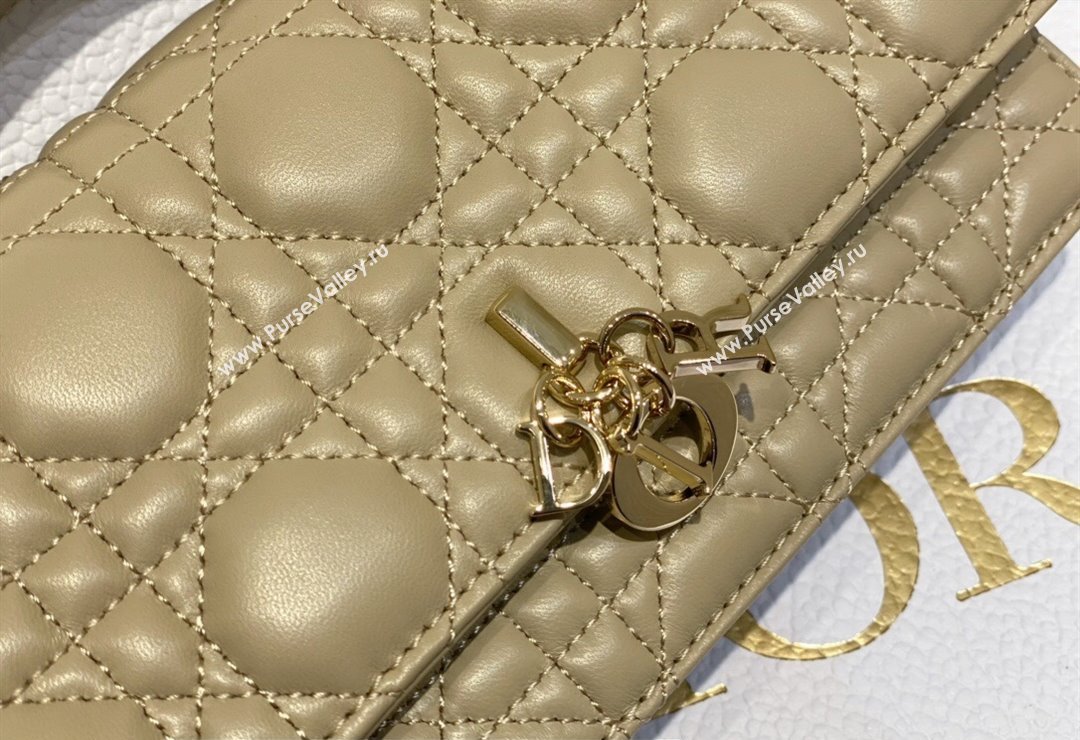 Miss Dior Mini Bag in Cannage Lambskin Apricot with Removable jewel chain 2024 (XXG-23122002)