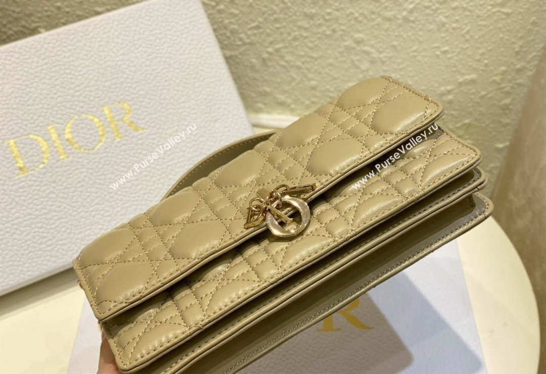 Miss Dior Mini Bag in Cannage Lambskin Apricot with Removable jewel chain 2024 (XXG-23122002)