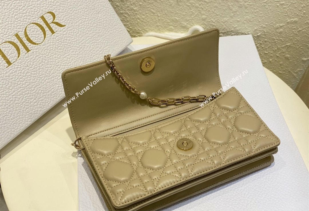 Miss Dior Mini Bag in Cannage Lambskin Apricot with Removable jewel chain 2024 (XXG-23122002)