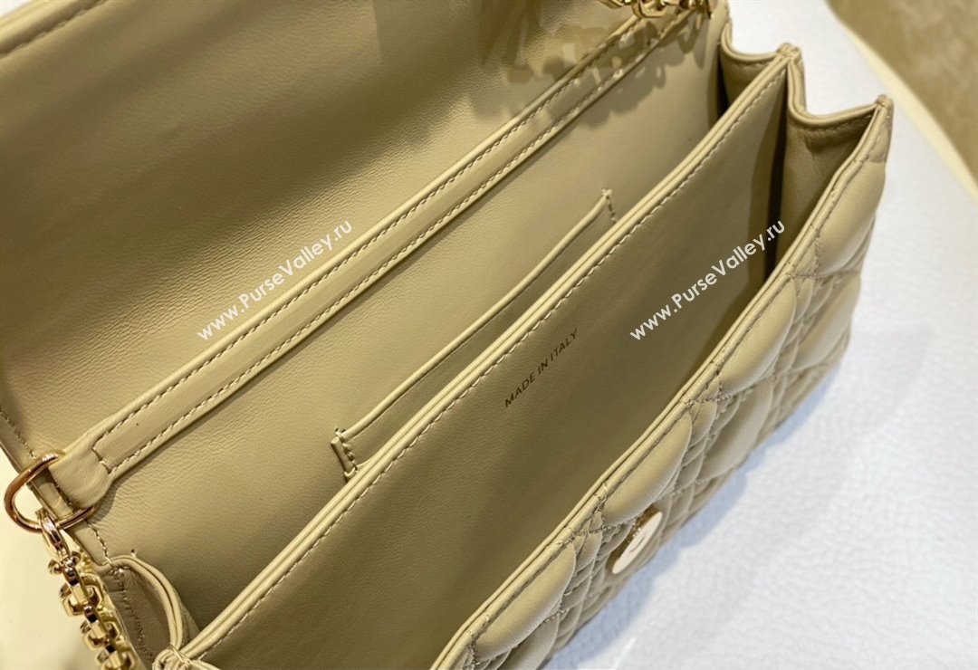 Miss Dior Mini Bag in Cannage Lambskin Apricot with Removable jewel chain 2024 (XXG-23122002)