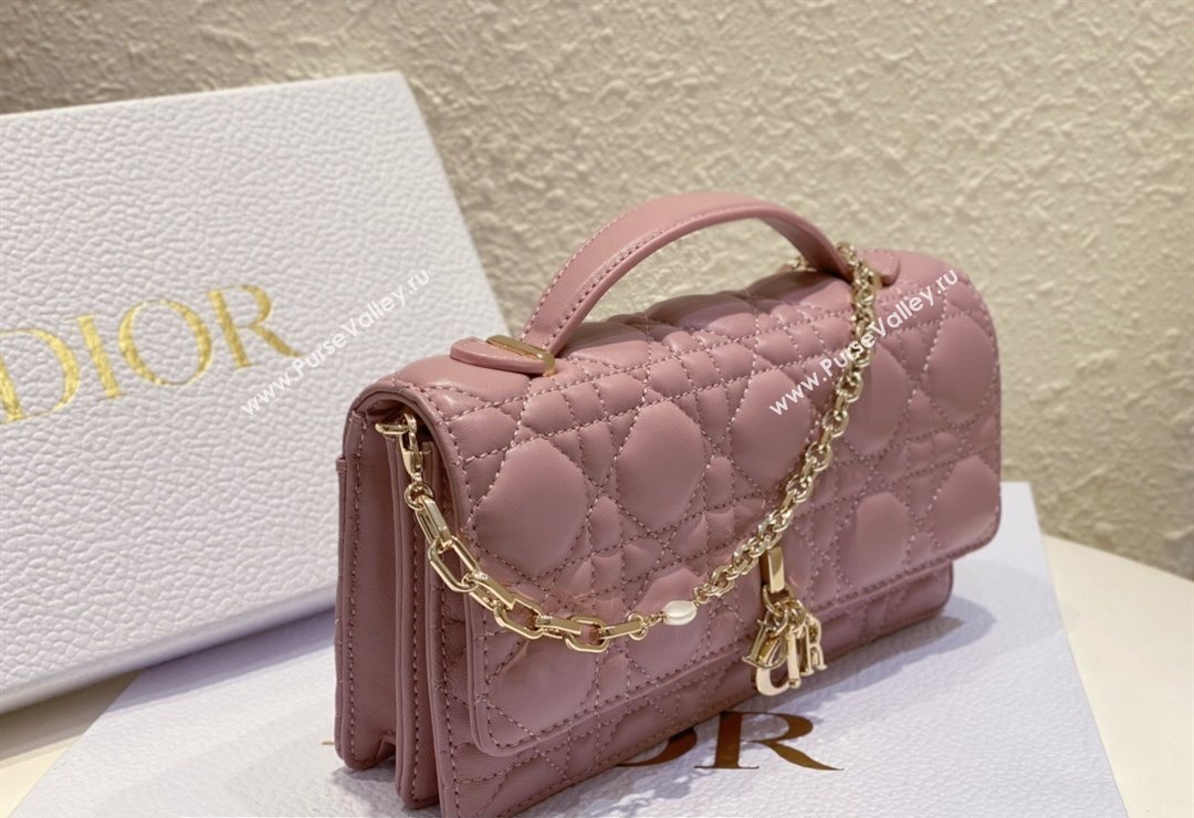 Miss Dior Mini Bag in Cannage Lambskin Pink with Removable jewel chain 2024 (XXG-23122003)