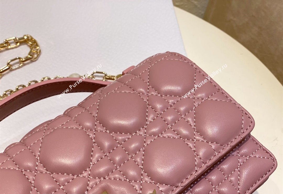 Miss Dior Mini Bag in Cannage Lambskin Pink with Removable jewel chain 2024 (XXG-23122003)
