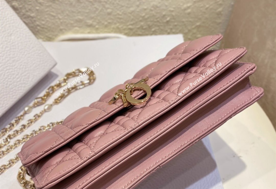 Miss Dior Mini Bag in Cannage Lambskin Pink with Removable jewel chain 2024 (XXG-23122003)