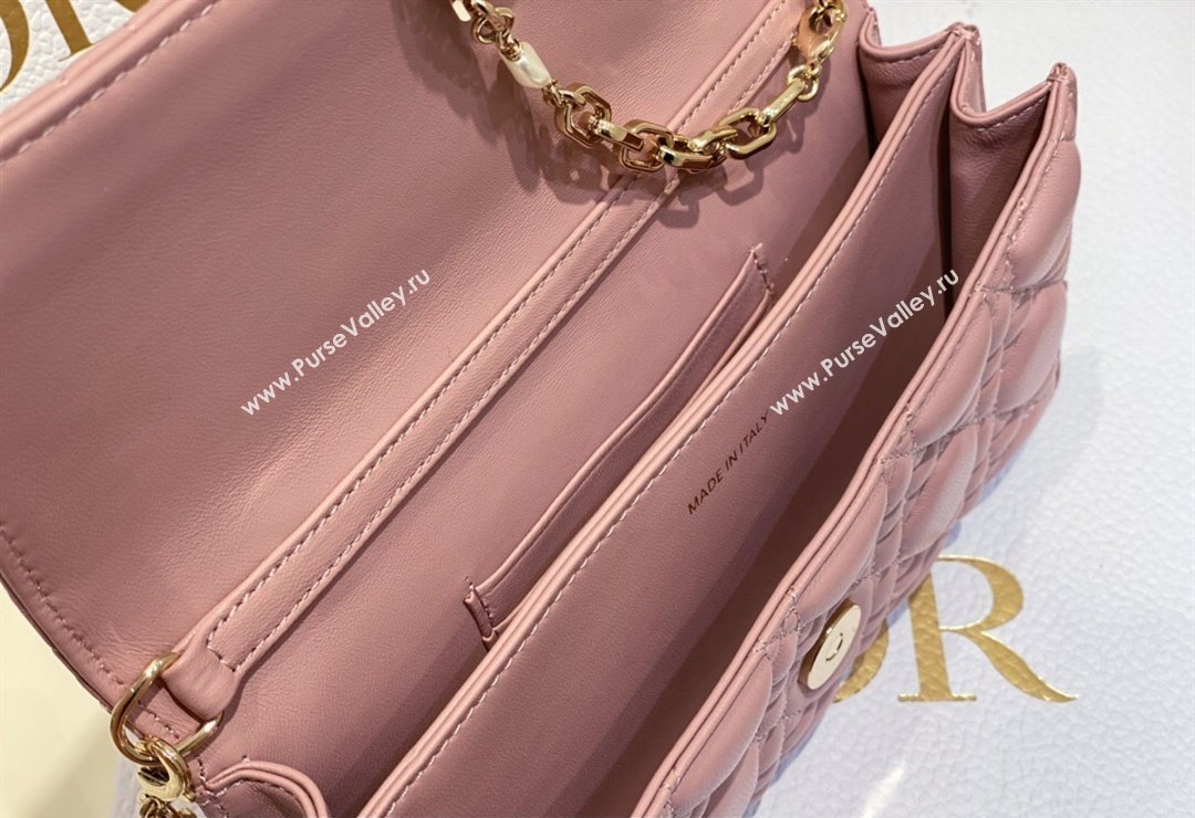 Miss Dior Mini Bag in Cannage Lambskin Pink with Removable jewel chain 2024 (XXG-23122003)