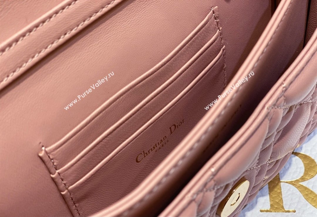 Miss Dior Mini Bag in Cannage Lambskin Pink with Removable jewel chain 2024 (XXG-23122003)