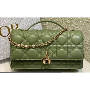 Miss Dior Mini Bag in Cannage Lambskin Green with Removable jewel chain 2024 (XXG-23122004)