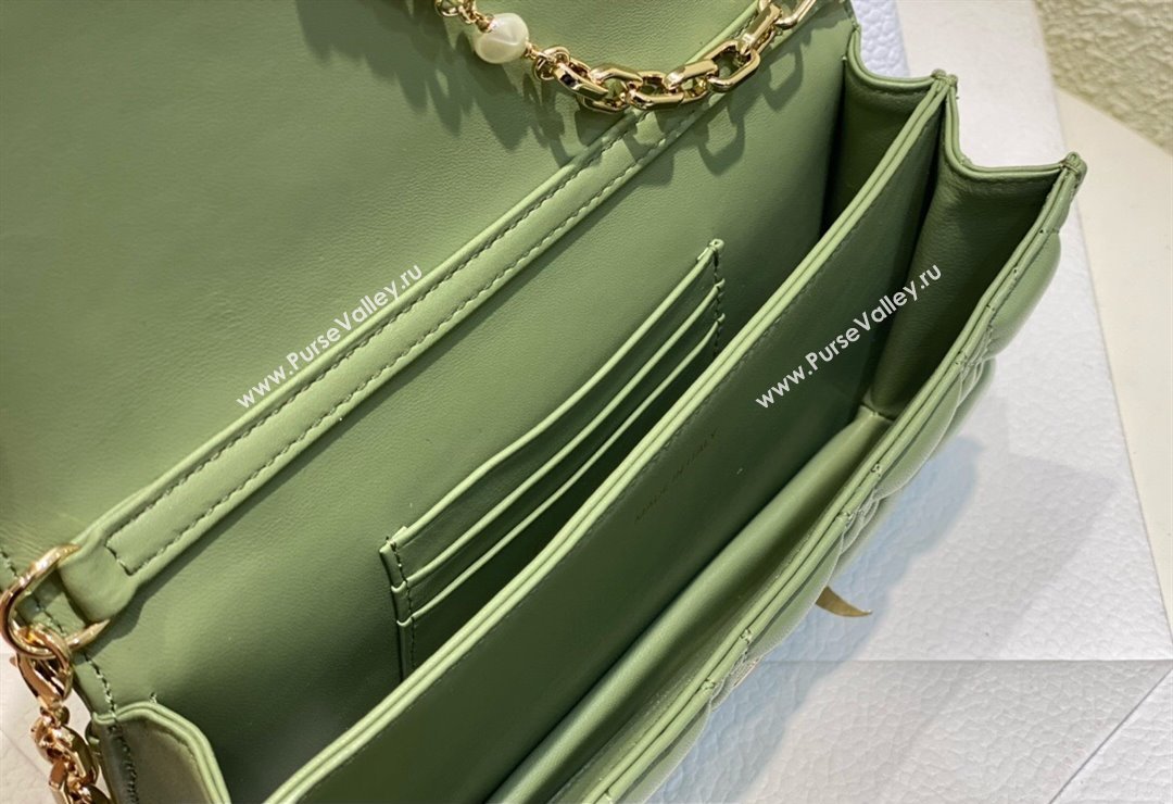 Miss Dior Mini Bag in Cannage Lambskin Green with Removable jewel chain 2024 (XXG-23122004)