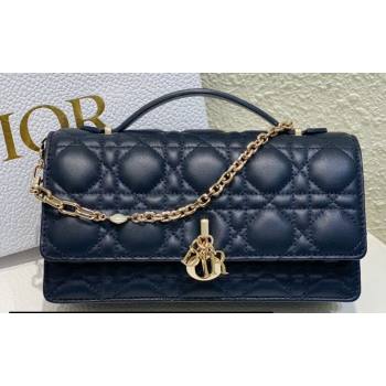 Miss Dior Mini Bag in Cannage Lambskin Navy Blue with Removable jewel chain 2024 (XXG-23122005)