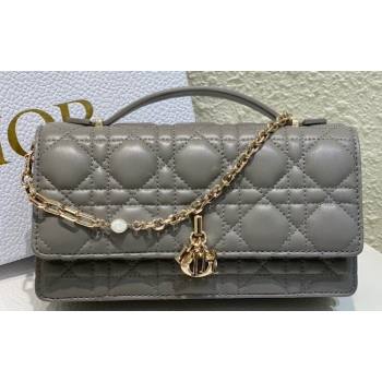 Miss Dior Mini Bag in Cannage Lambskin Gray with Removable jewel chain 2024 (XXG-23122006)