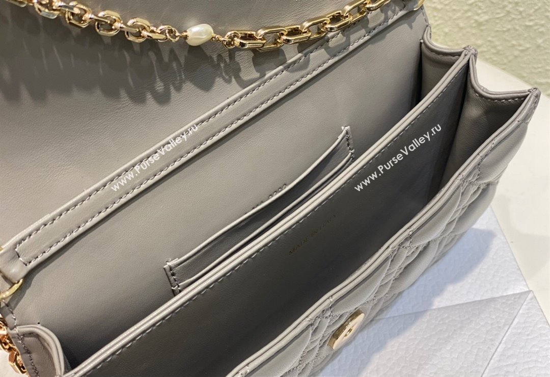 Miss Dior Mini Bag in Cannage Lambskin Gray with Removable jewel chain 2024 (XXG-23122006)