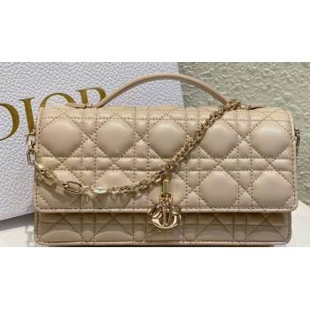 Miss Dior Mini Bag in Cannage Lambskin Beige with Removable jewel chain 2024 (XXG-23122007)