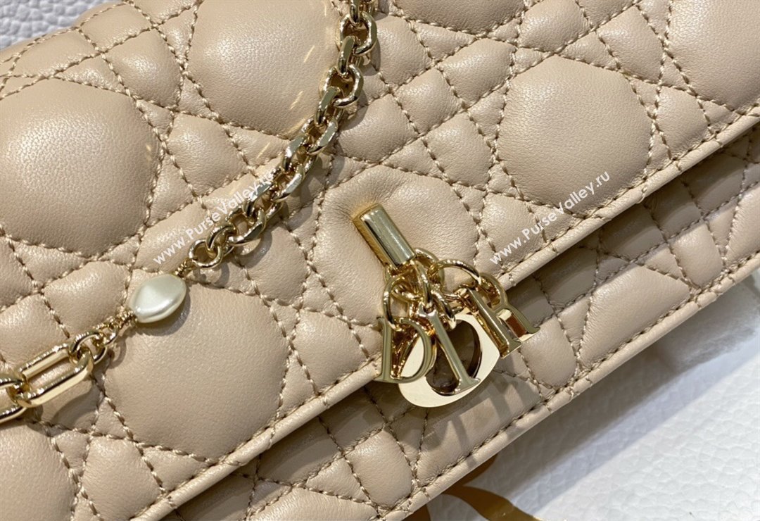 Miss Dior Mini Bag in Cannage Lambskin Beige with Removable jewel chain 2024 (XXG-23122007)