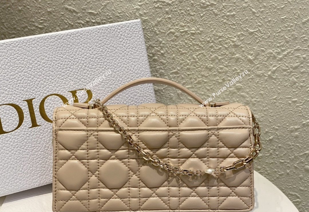 Miss Dior Mini Bag in Cannage Lambskin Beige with Removable jewel chain 2024 (XXG-23122007)