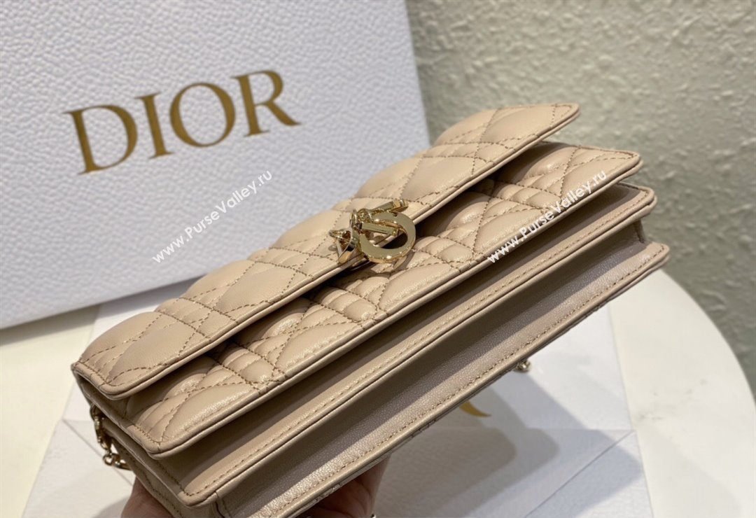 Miss Dior Mini Bag in Cannage Lambskin Beige with Removable jewel chain 2024 (XXG-23122007)